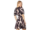 Gilliaa Printed Mini Fit-and-Flare with Puff Sleeve