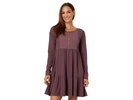 Pin Tuck Tiered Knit Henley Dress