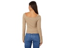 Ribbed Square-Neck Long-Sleeve Tee