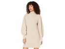 Mock Neck Puff Sleeve Mini Sweaterdress