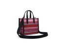 Manhattan Striped Metallic Fabric Small Tote