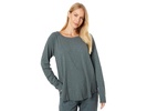 Slub Jersey Long Sleeve Open Neck Hi-Low Rib Mix Tunic