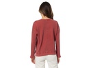 Washed Waffle Long Sleeve Open Neck Top