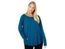 Slub Jersey Long Sleeve Open Neck Hi-Low Rib Mix Tunic