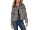 Trucker Jacket With Fray Seaming Boucle Knit