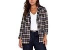 Petite Boyfriend Blazer Tartan Plaid Jacquard Knit