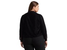 Plus-Size Pleated Velvet Surplice Blouse