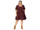 Plus Corduroy Tiered Mini Dress