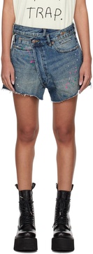 Blue Crossover Denim Shorts