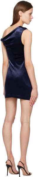 Navy Twisted Shoulder Minidress