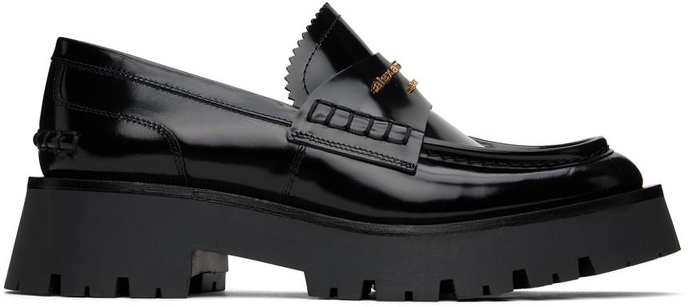 Black Carter Mid-Heel Lug Loafers