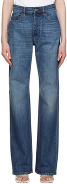 Blue High Rise Straight Jeans