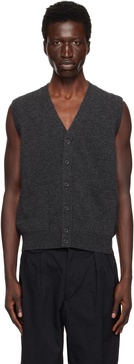 Gray Button Knit Solid Vest