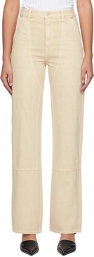 Beige Paneled Jeans