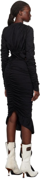 Black Asymmetric Midi Dress