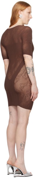 Brown Jacquard Minidress