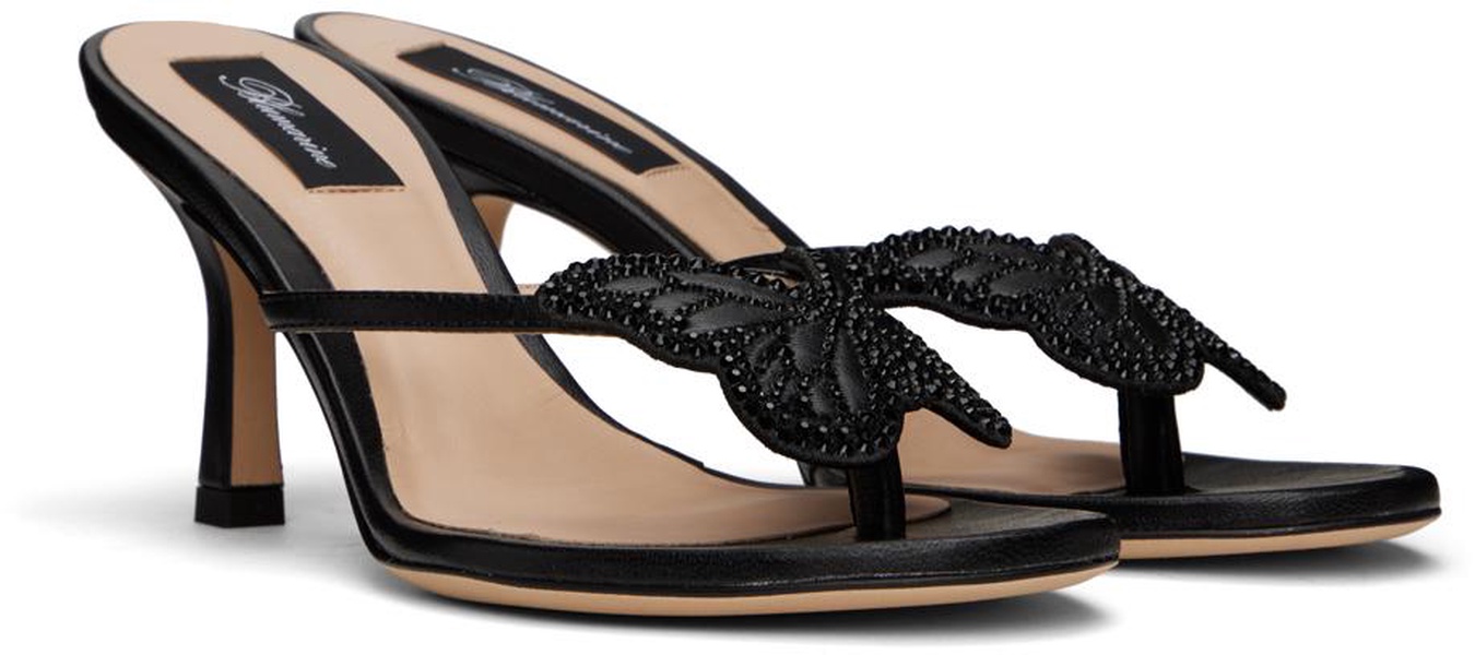 Black Butterfly Heeled Sandals