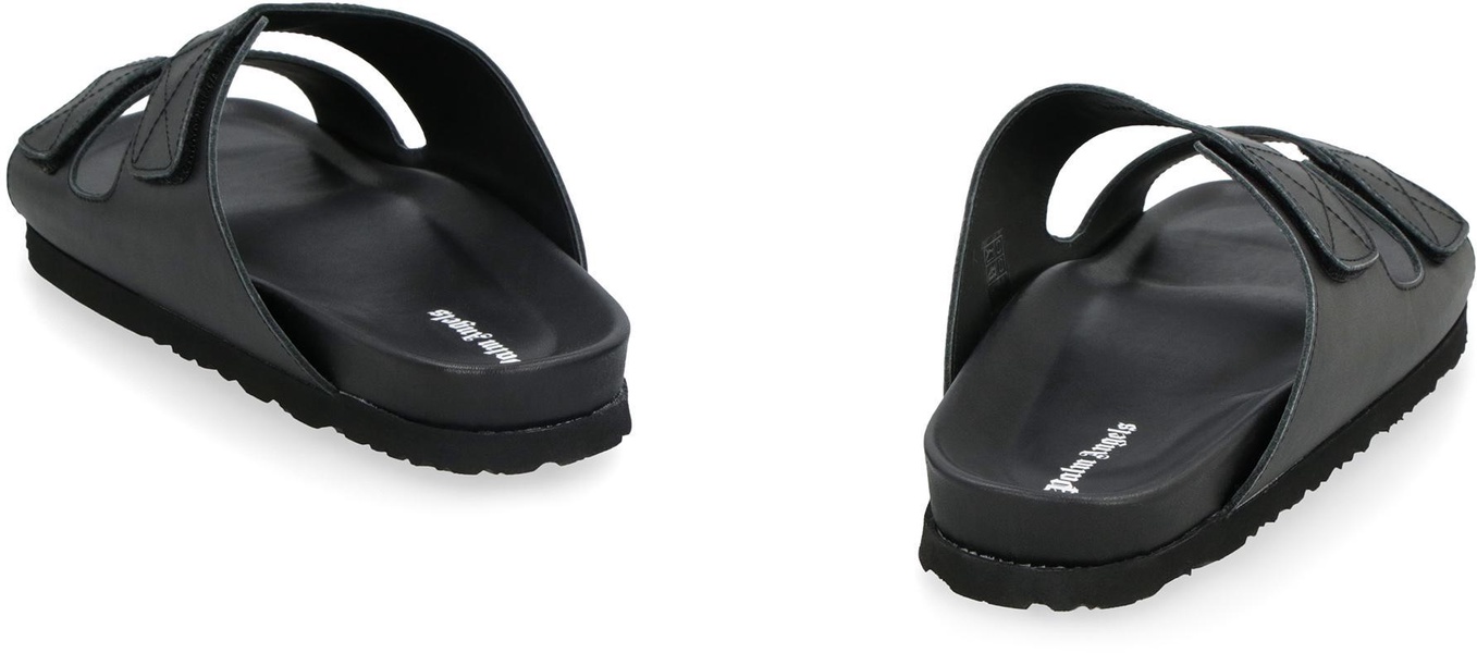 Palm Angels Leather Slides With Logo