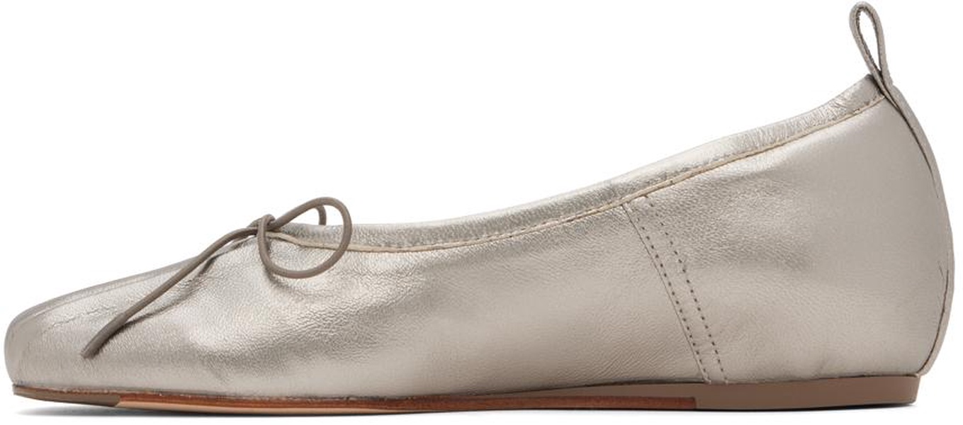 Silver Classic Pleated Ballerina Flats