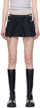 Black Darted Denim Miniskirt