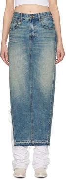 Blue Side Slit Denim Maxi Skirt