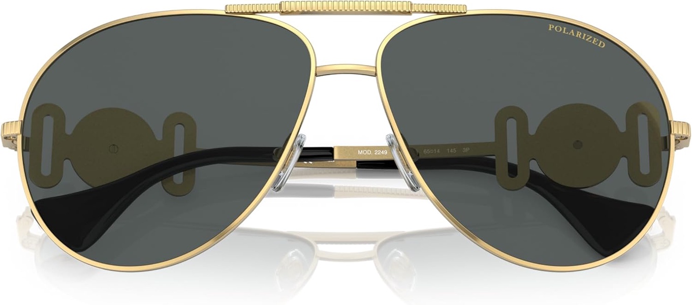 Versace Unisex Sunglasses Gold Frame, Polar Grey Lenses, 65MM