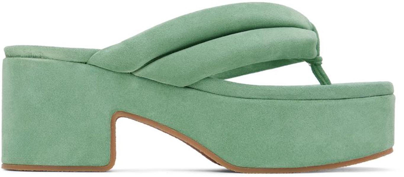 Green Platform Thong Sandals