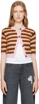 Pink & Brown Striped Cardigan