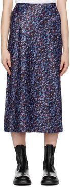 floral-print satin midi skirt