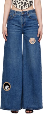 Crystal Eyelet wide-leg jeans