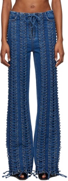 Blue 'The Lace-Up' Jeans