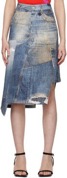 SSENSE Exclusive Blue Rework Denim Midi Skirt