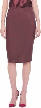 claude stretch leather midi skirt in wine