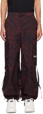 Burgundy Printed Cargo Pants