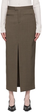 Brown Tailored Maxi Skirt