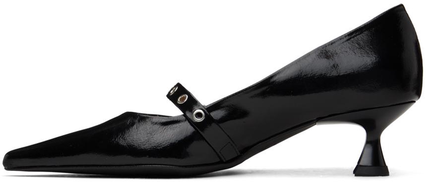 Black Feminine Buckle Kitten Heel Pumps