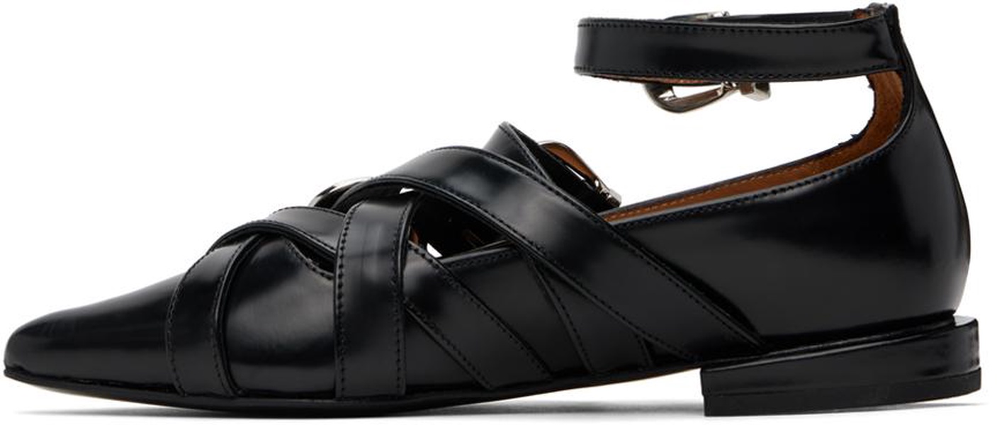 SSENSE Exclusive Black Cross Strap Ballerina Flats