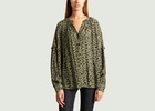 Khaki Green Tubin Snakeskin Blouse