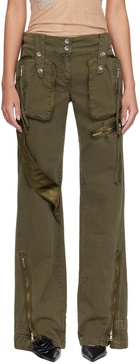 Khaki Garment-Dyed Denim Cargo Pants