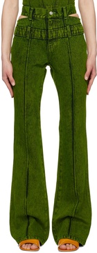 Green Joan Double Waist Jeans