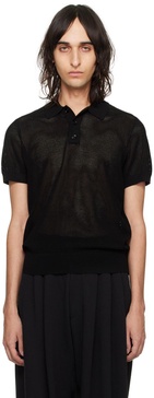 Black Spread Collar Polo