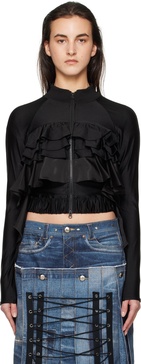 Black Riley Ruffle Tight Zip Up Jacket