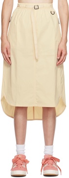 Beige Belted Midi Skirt