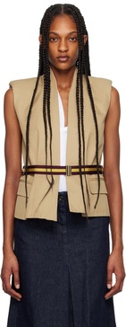 Beige Belted Vest