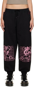 Black Embroidered Lounge Pants