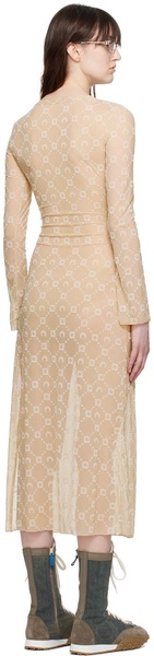 Beige Moonogram Midi Dress