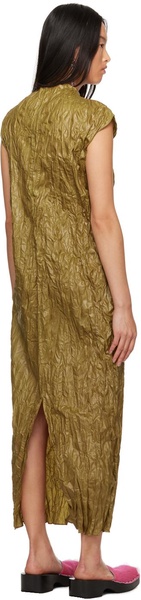 Khaki Crinkled Maxi Dress