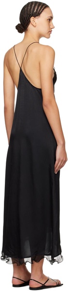 Black Structure Frill Maxi Dress