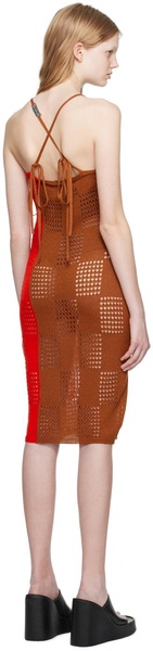 Red & Brown Keira Midi Dress