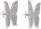 Silver Rhinestone Butterfly Earrings